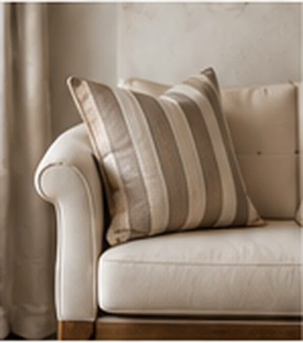 Neutral upholstered chair styled in a calm interior