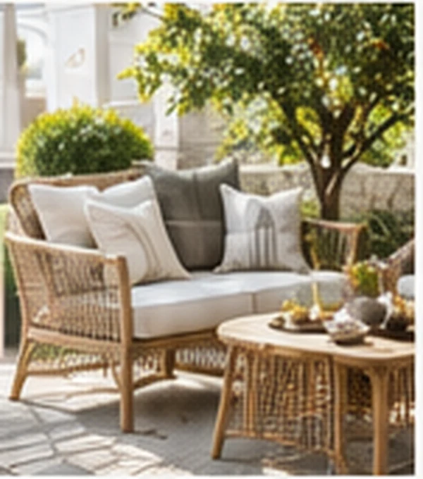 Relaxed outdoor furniture in a sunny garden