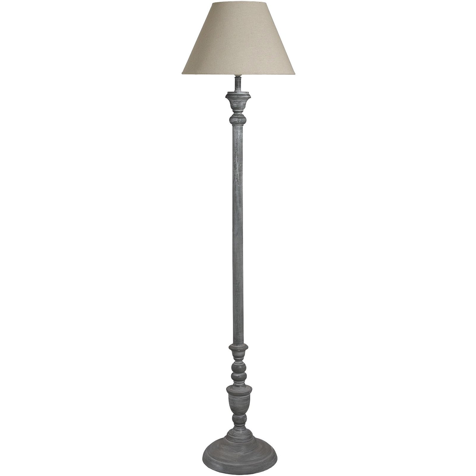Wooden Floor Lamp with Linen Shade
