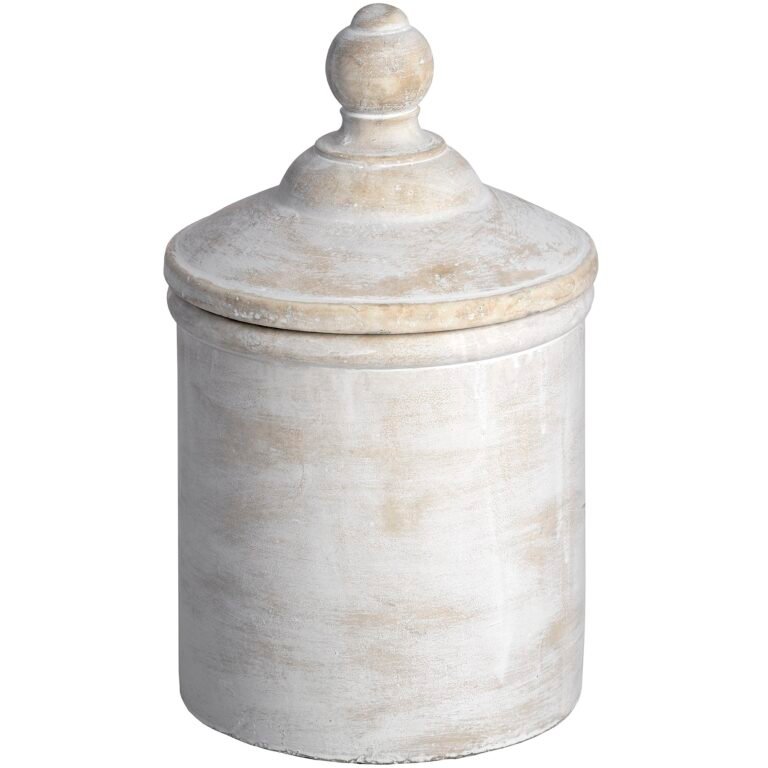 white decorative cannister