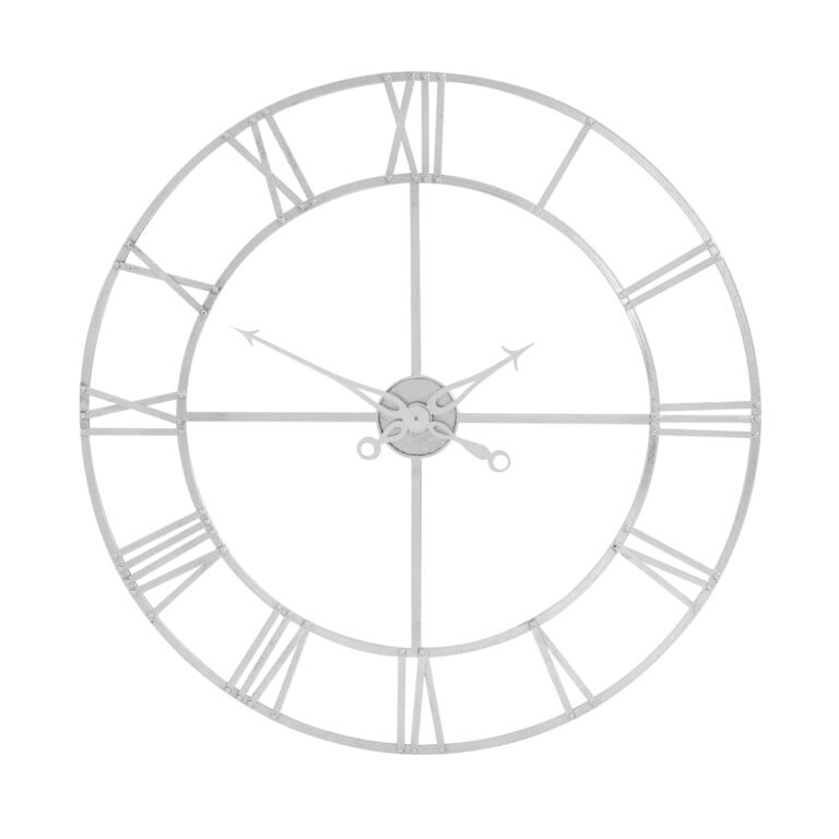 large silver wall clock