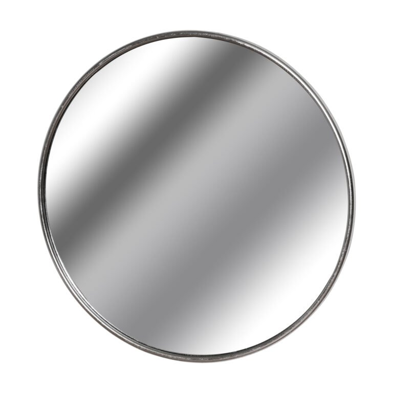 silver silver foil large circular metal wall mirror