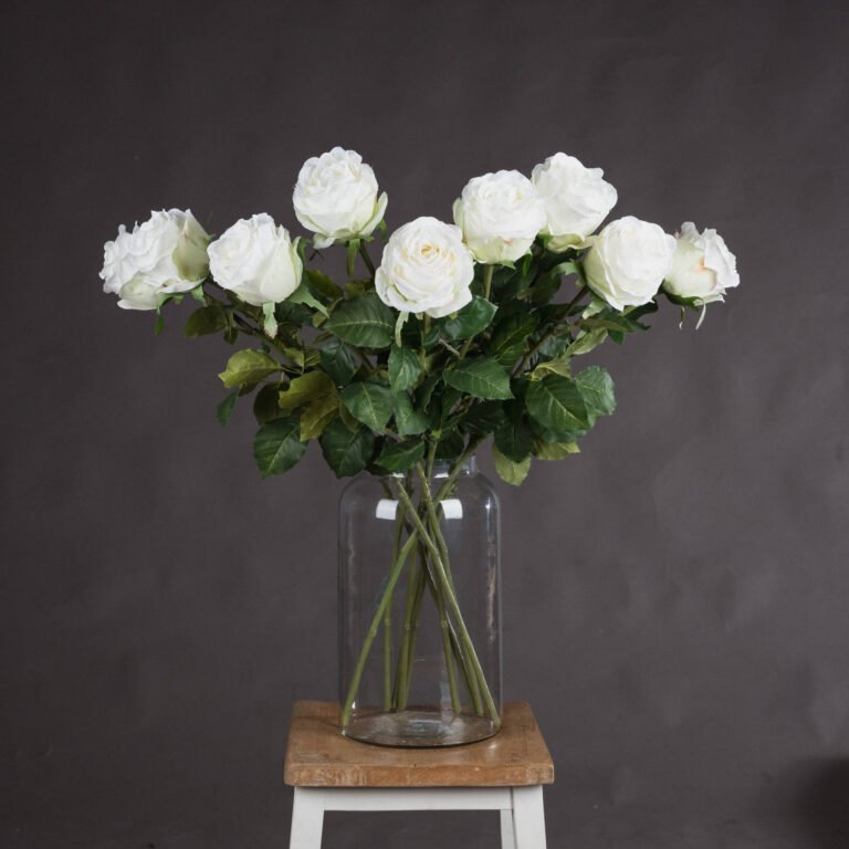 white artificial rose stem