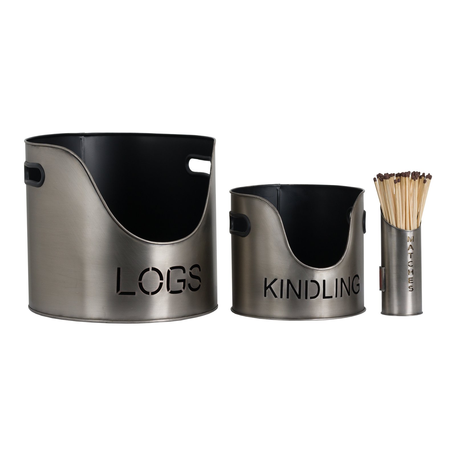 Pewter Log & Kindling Bucket Set - Image 2