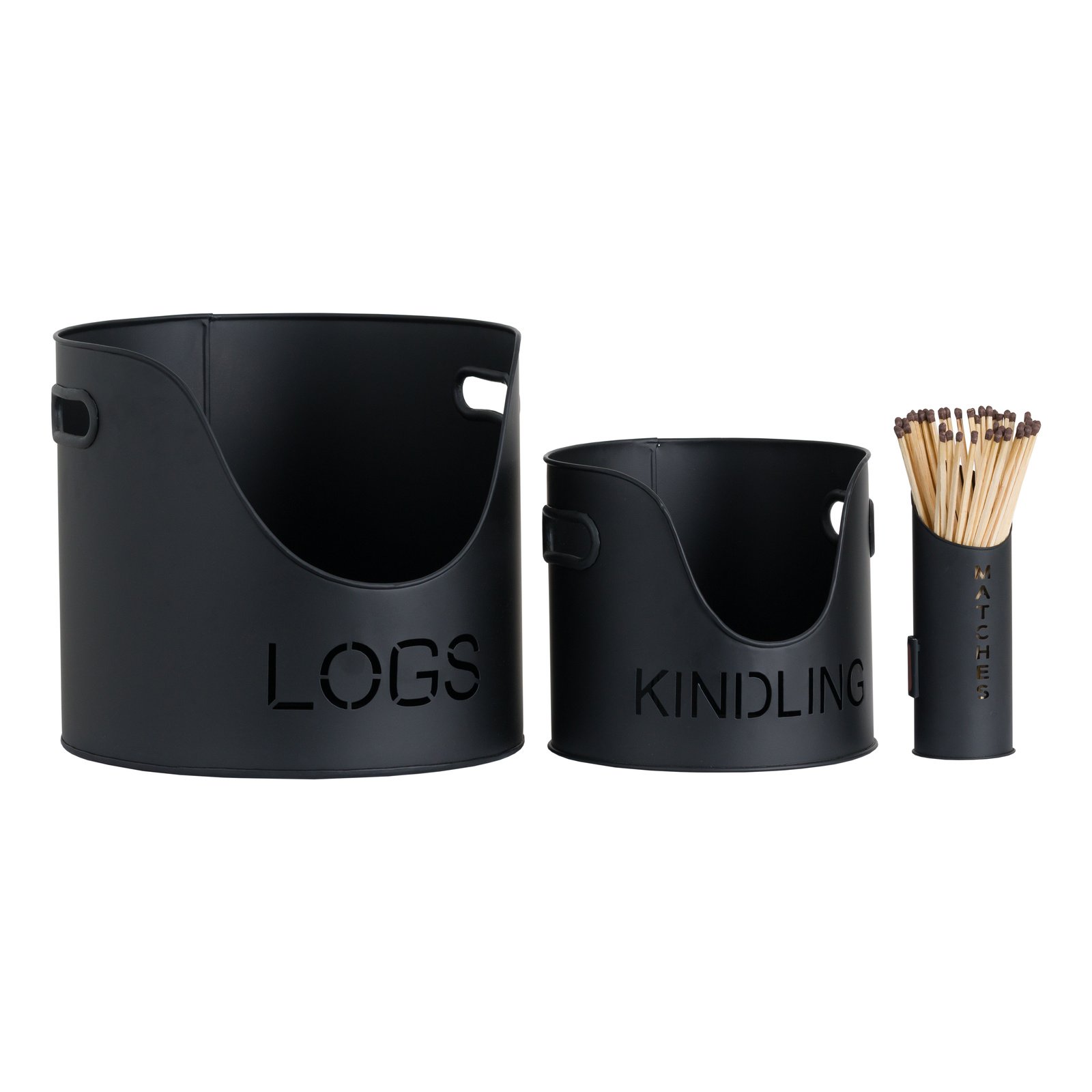 Black Log Basket with Kindling Holder - Image 2