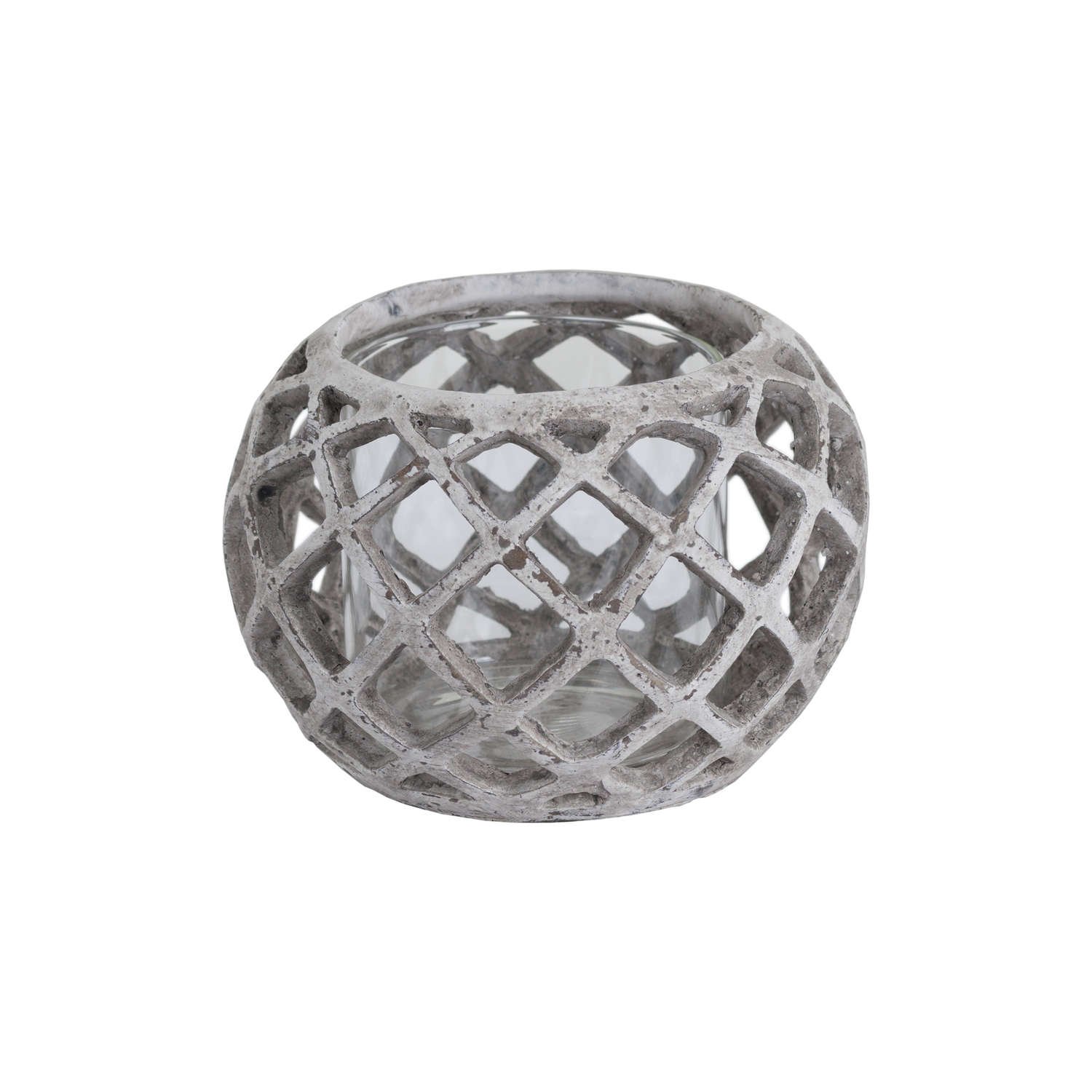 natural large round ceramic lattice hurricane lantern