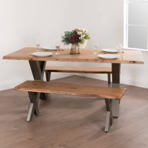 rustic acacia wood bench