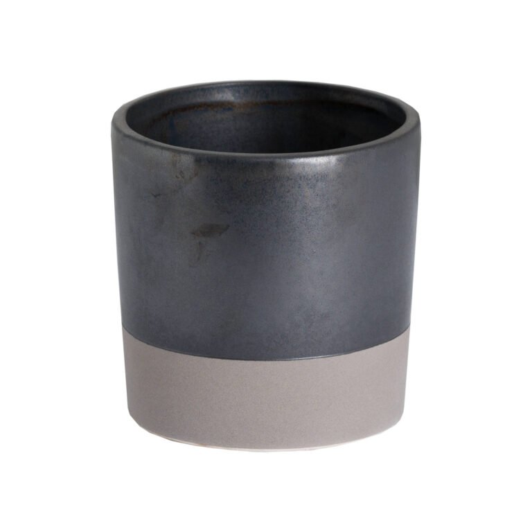small grey ceramic planter