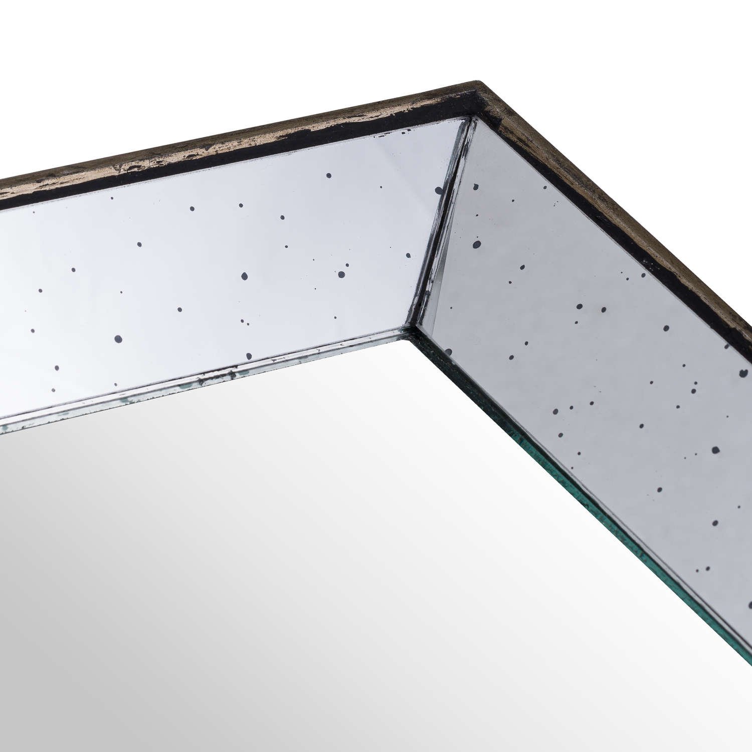 Distressed Mirrored Square Tray with Wooden Detailing Small - Image 2