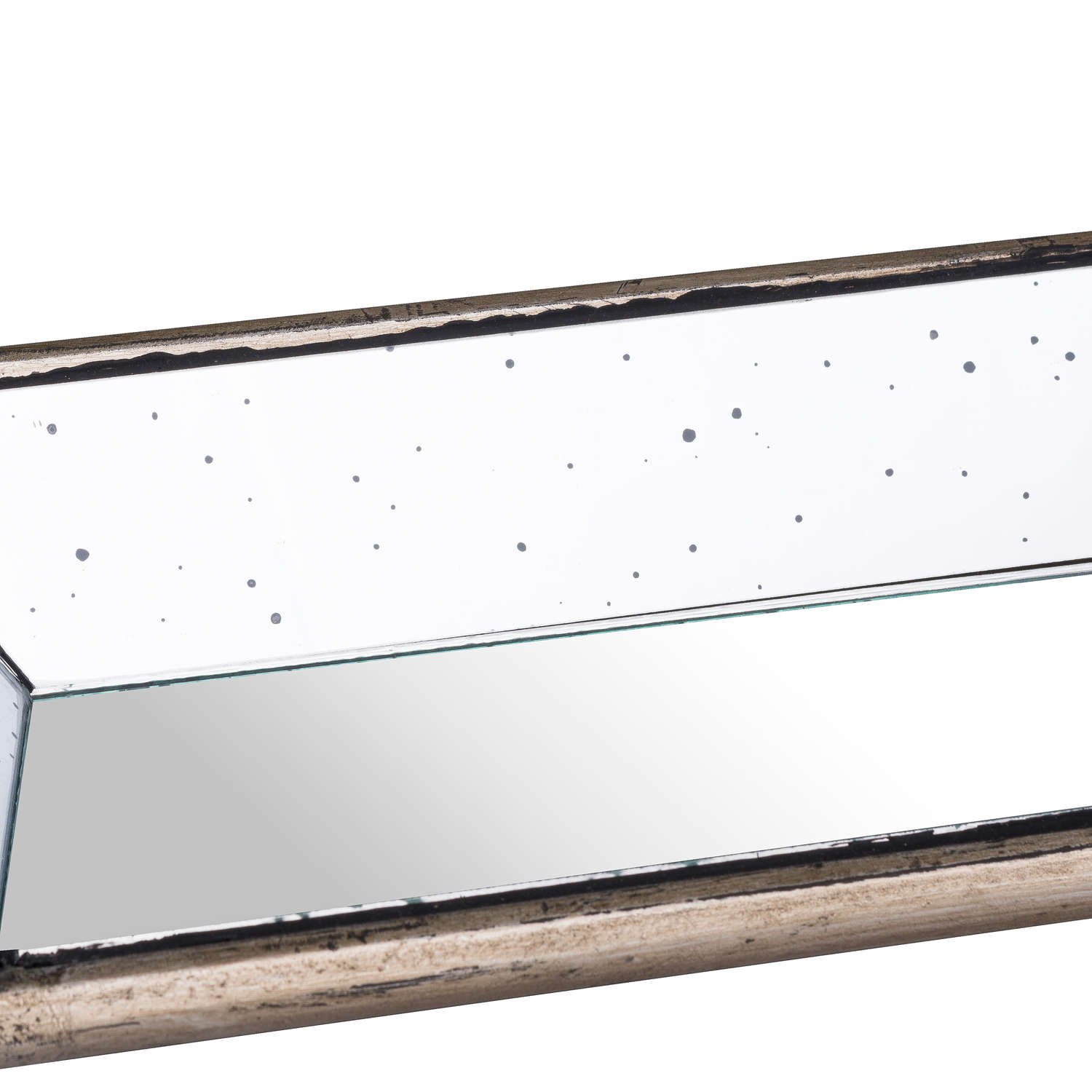 Distressed Mirrored Display Tray With Wooden Detailing - Image 2