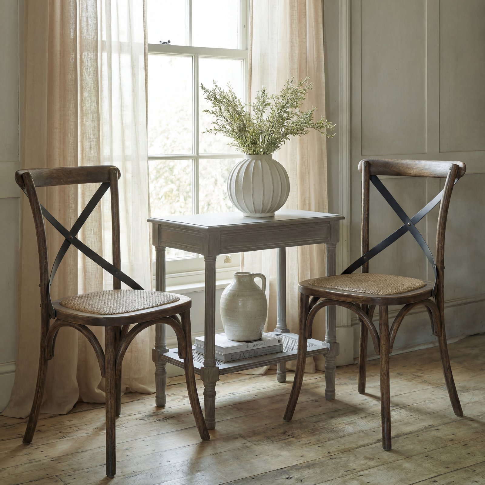 Wooden Cross Back Dining Chair