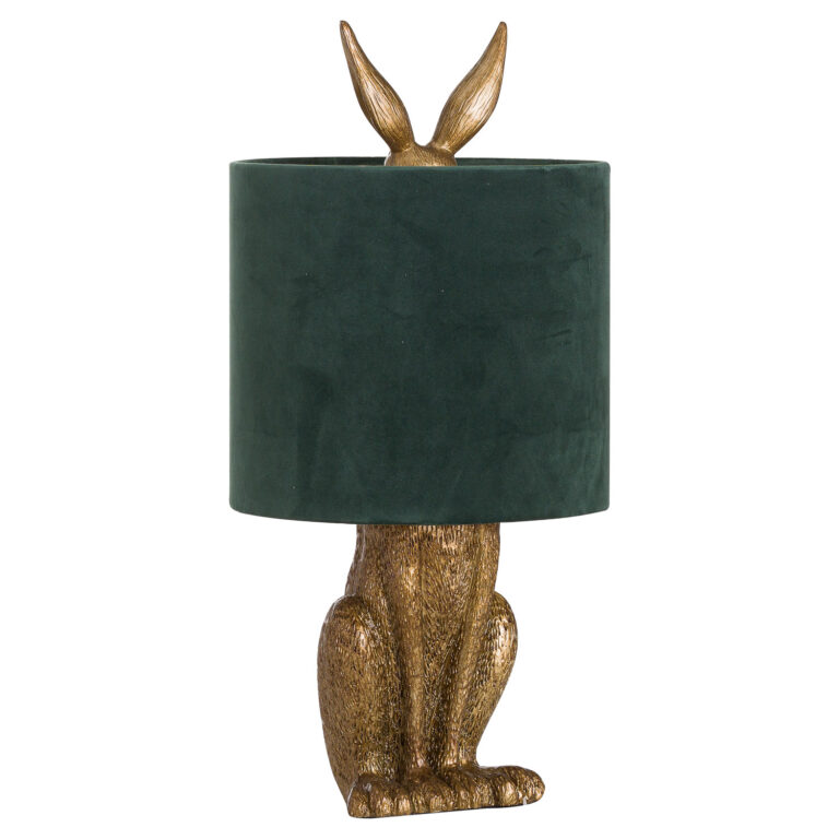 antique gold antique gold hare table lamp with green velvet shade