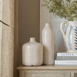 tall cream ceramic vase