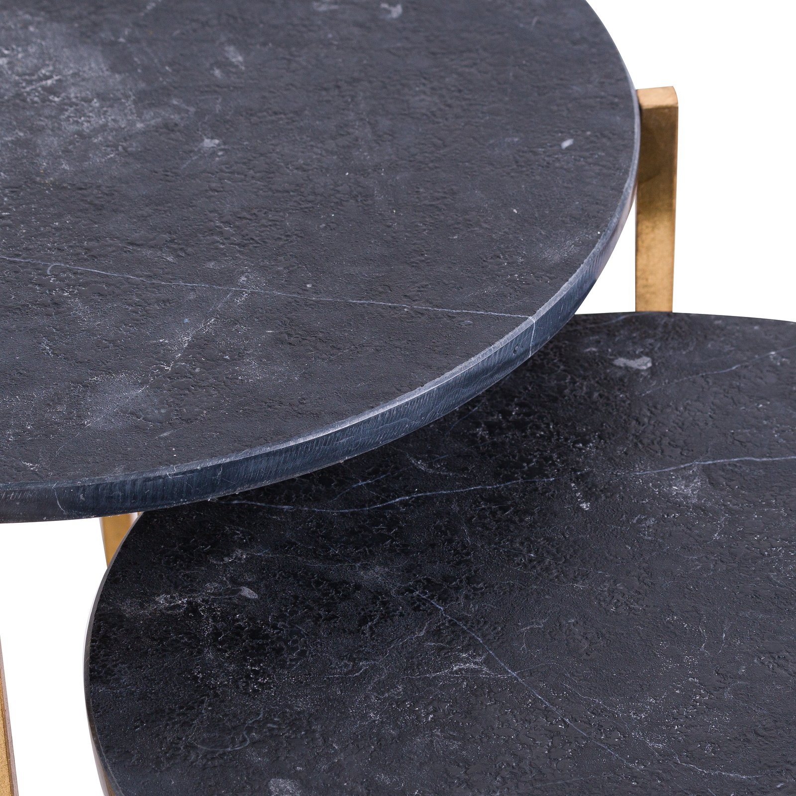 Set Of 2 Gold And Black Marble Tables - Image 3