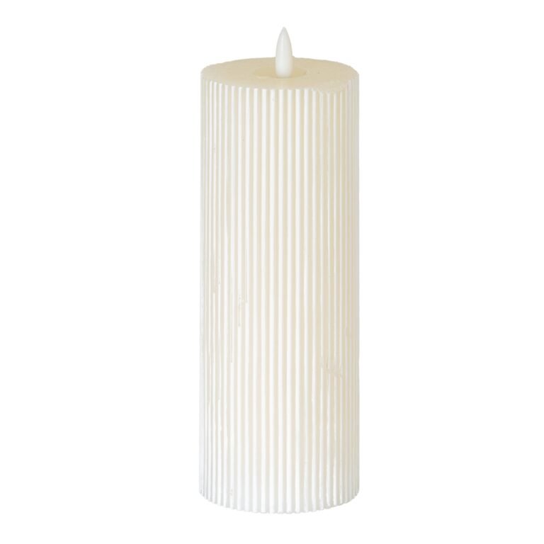 red tall textured ribbed led candle