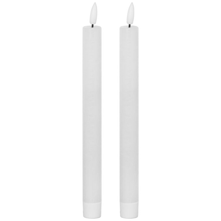 white set of 2 white led dinner candles