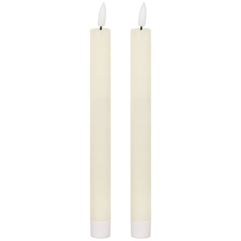 ivory set of 2 ivory led dinner candles