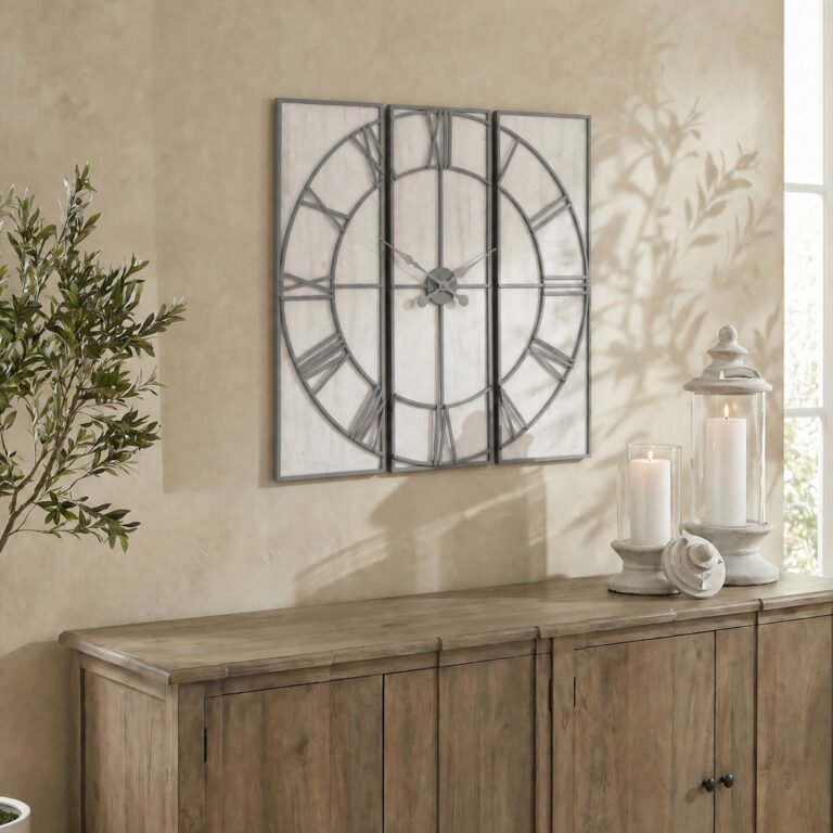 neutral roza panelled wall clock