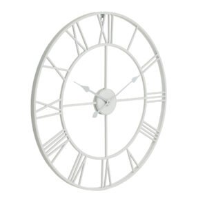 white white skeleton wall clock