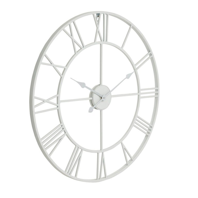 white white skeleton wall clock