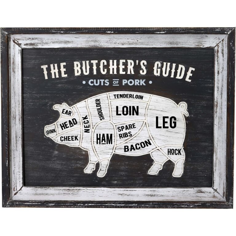 neutral butchers cuts pork wall plaque