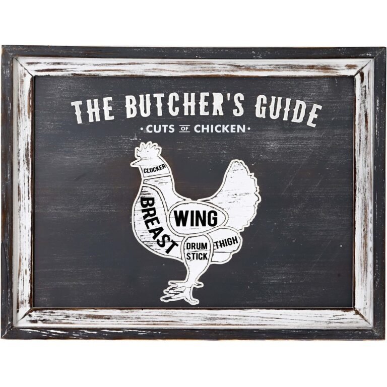neutral butchers cuts chicken wall plaque