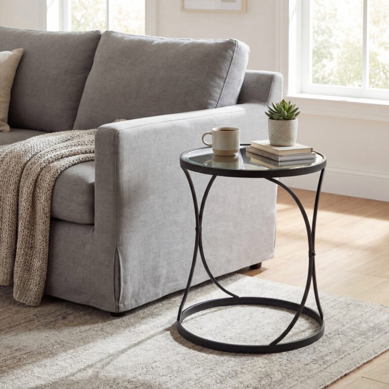 black concaved set of two black mirrored side tables