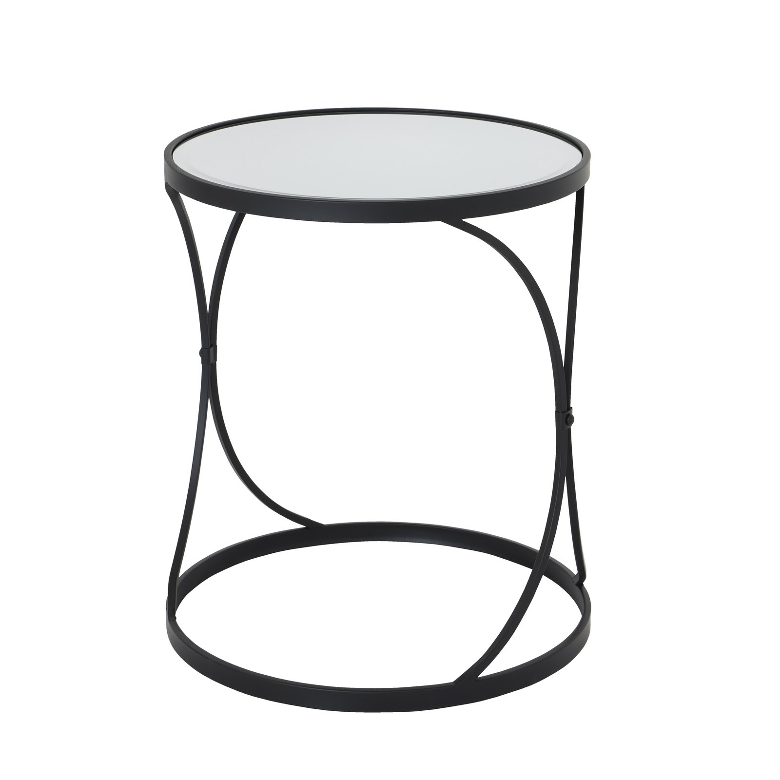 Concaved Set of Two Black Mirrored Side Tables - Image 2