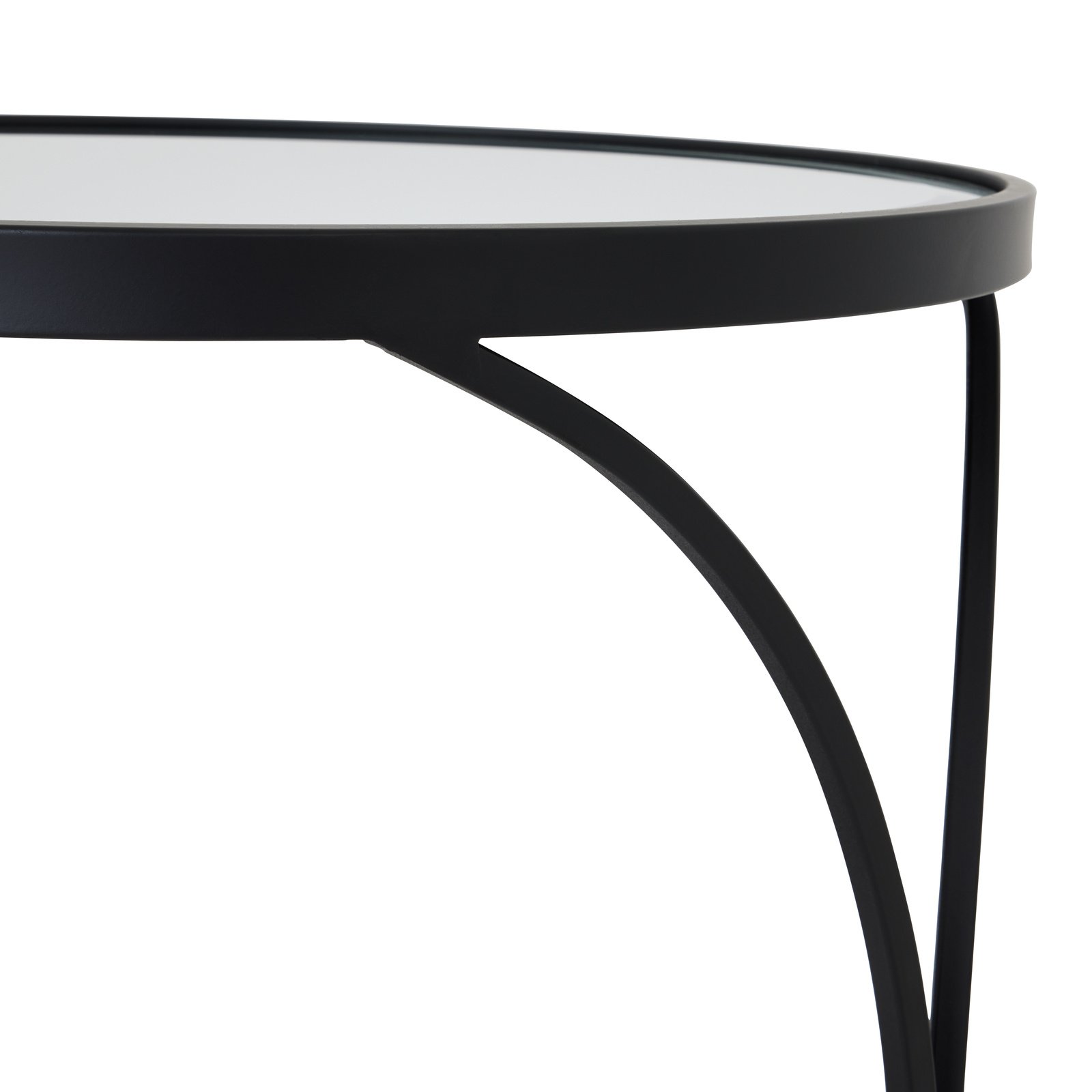 Concaved Set of Two Black Mirrored Side Tables - Image 4