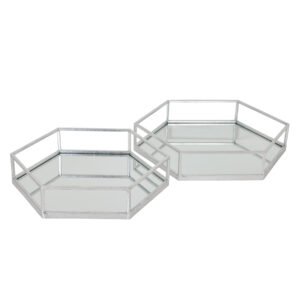 silver silver hexagon set of two trays