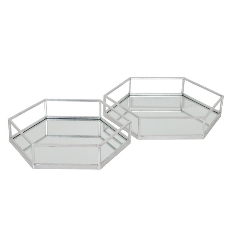 silver silver hexagon set of two trays