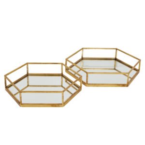 gold gold hexagon set of two trays