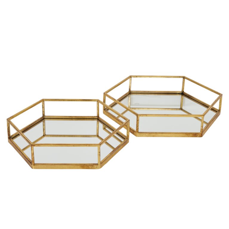 gold gold hexagon set of two trays