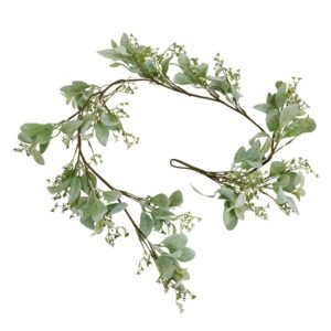 natural winter garland with lambs ear and wax flower