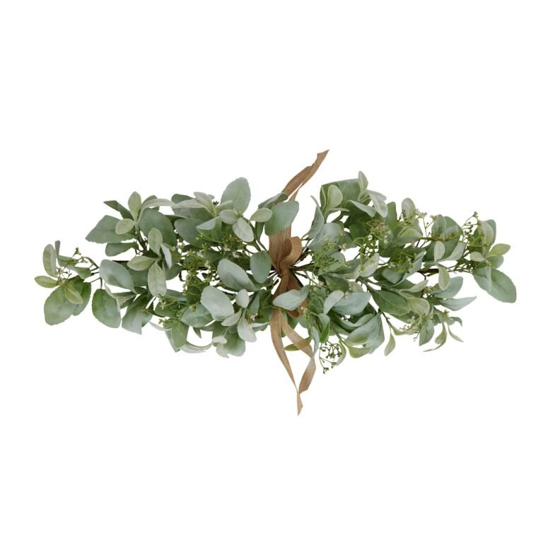 natural winter spray arrangement with lambs ear and wax flower