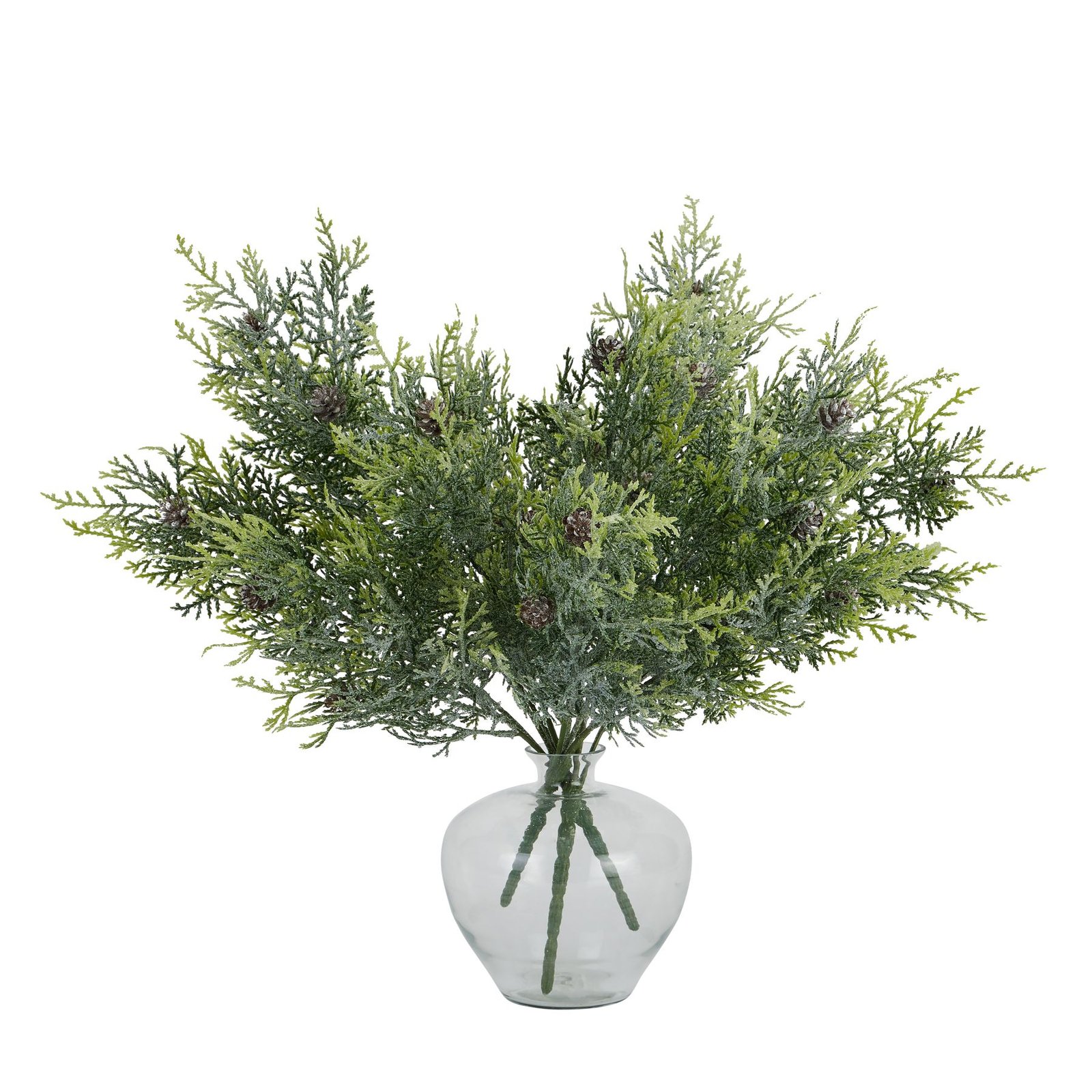 Frosted Pine Spray Stem With Pinecones - Image 4