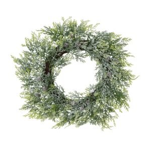 frosted frosted pine wreath with pinecones