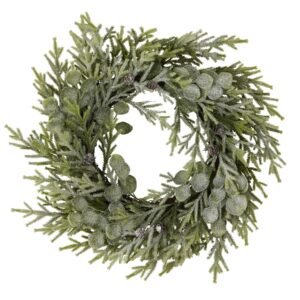 frosted frosted pine and eucalyptus wreath