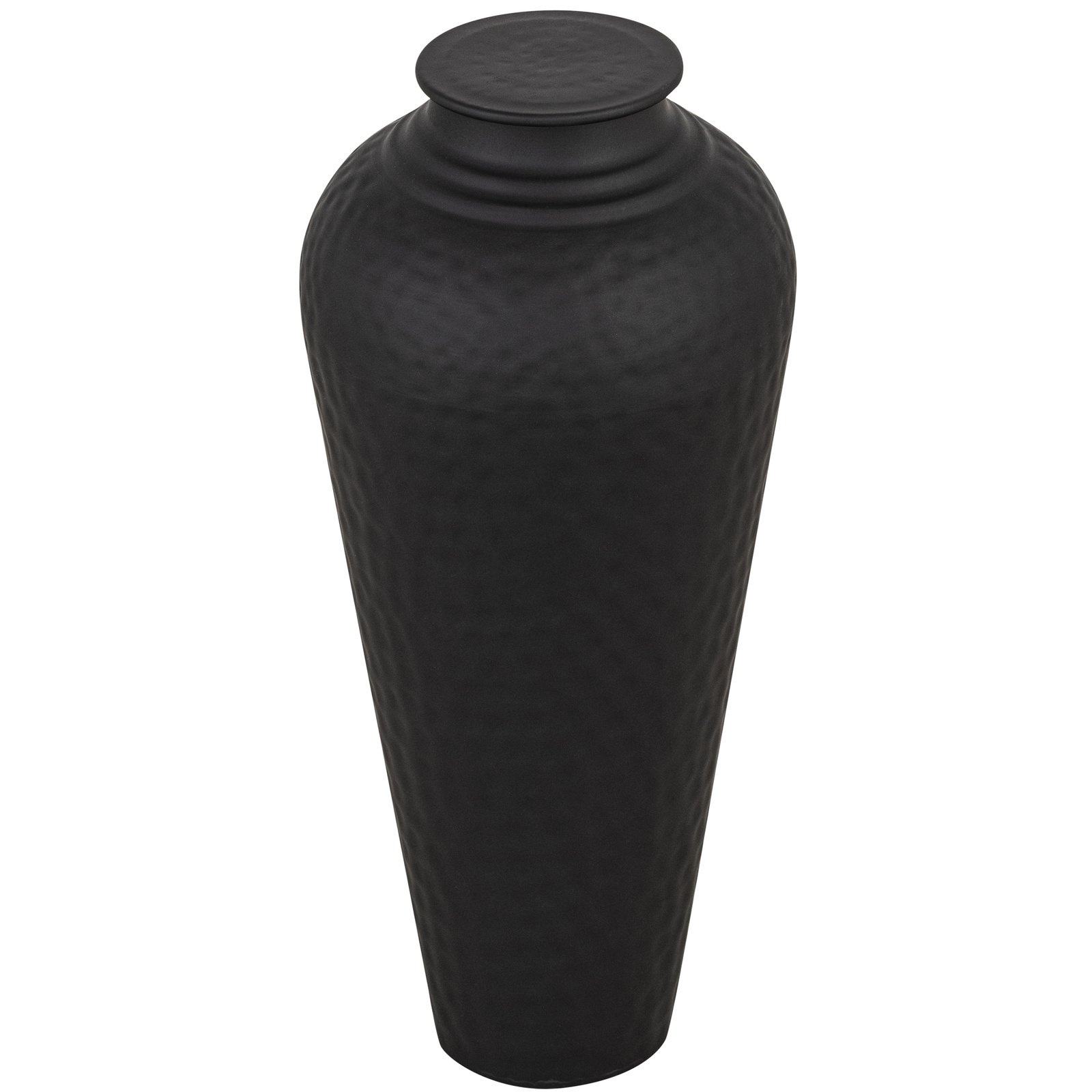 Matt Black Hammered Vase With Lid - Image 4