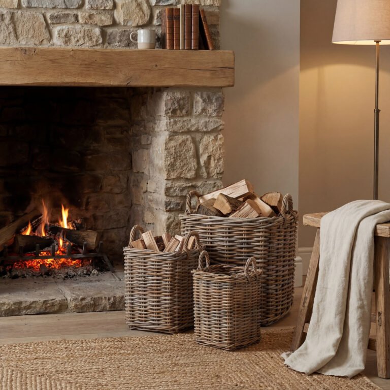 natural set of 3 kubu rattan square storage baskets