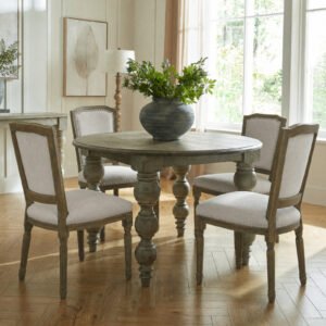 grey upholstered dining chair