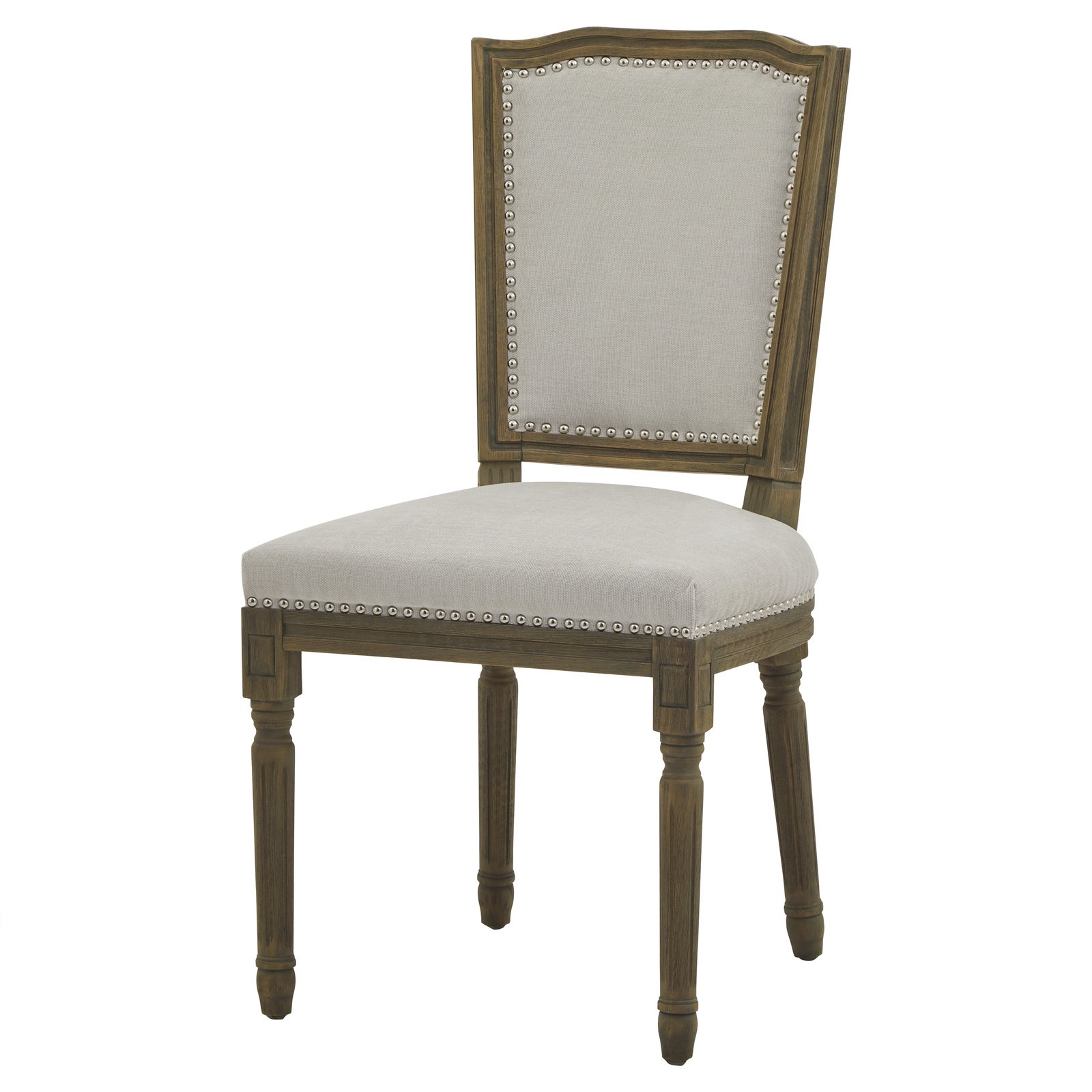 Grey Studded Upholstered Dining Chair - Image 2