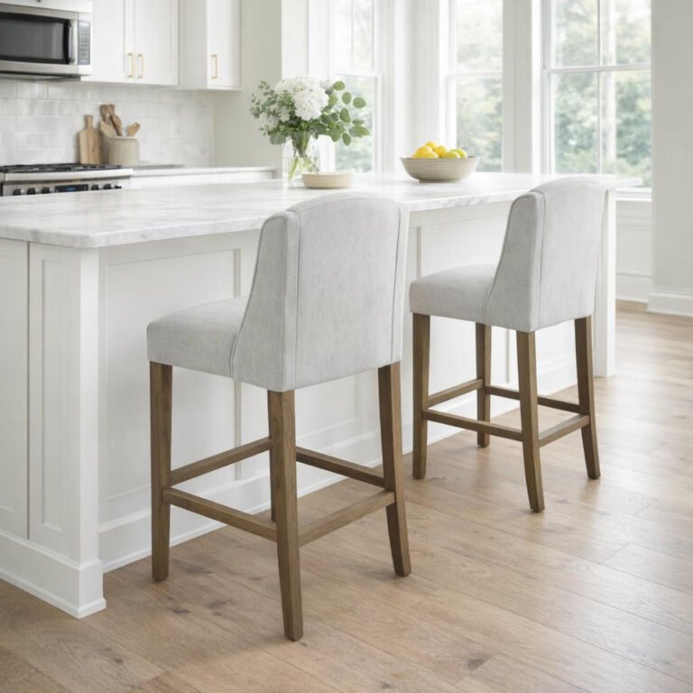 grey upholstered bar stool