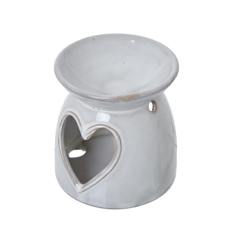 white white ceramic heart cut out wax melt tealight holder