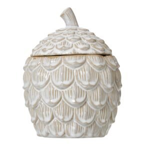natural large ceramic pine cone trinket dish with lid