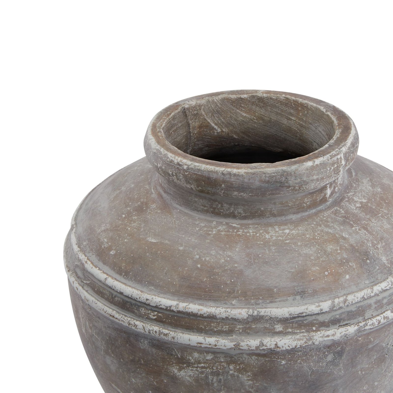 Aged Brown Ceramic Urn Vase - Image 2