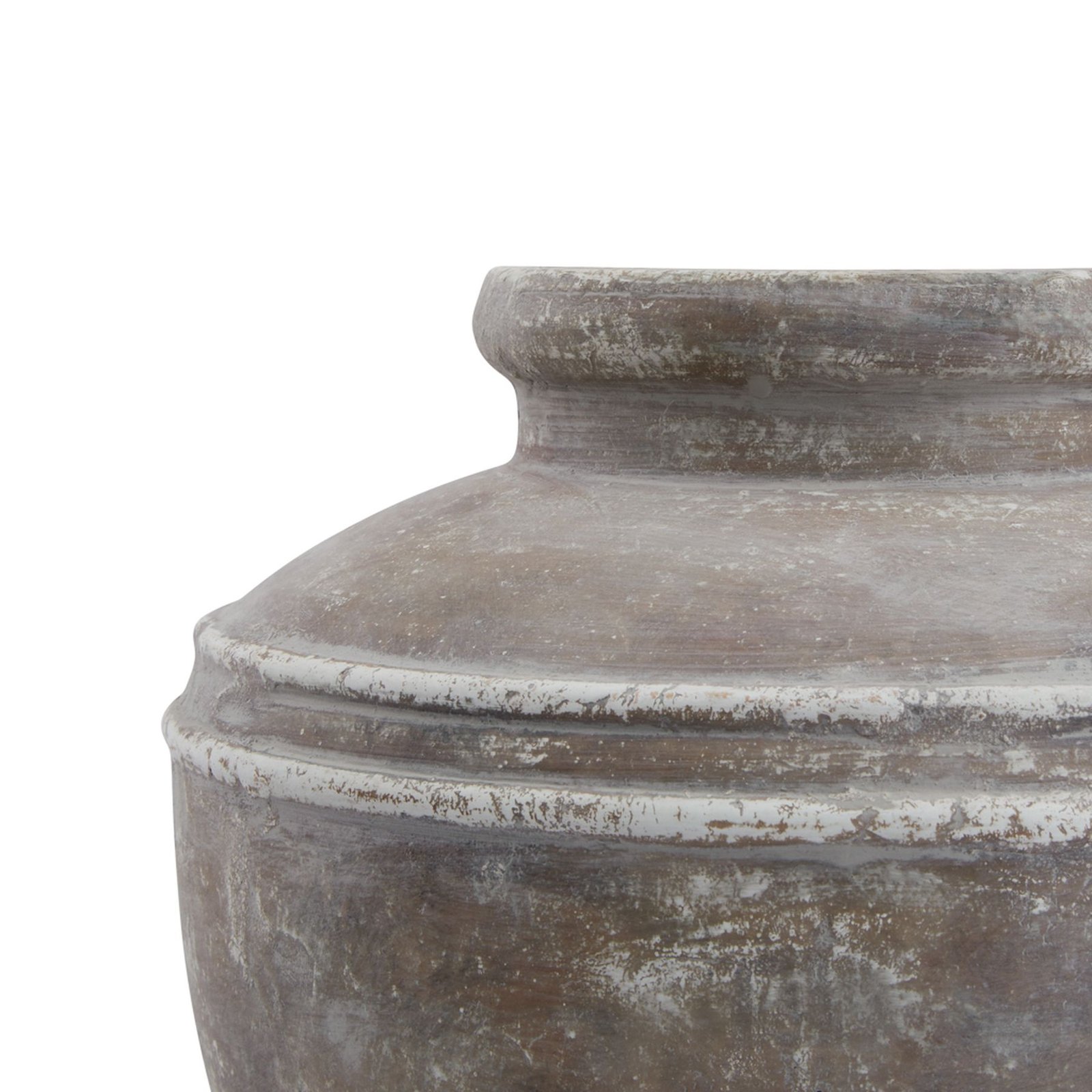 Aged Brown Ceramic Urn Vase - Image 3