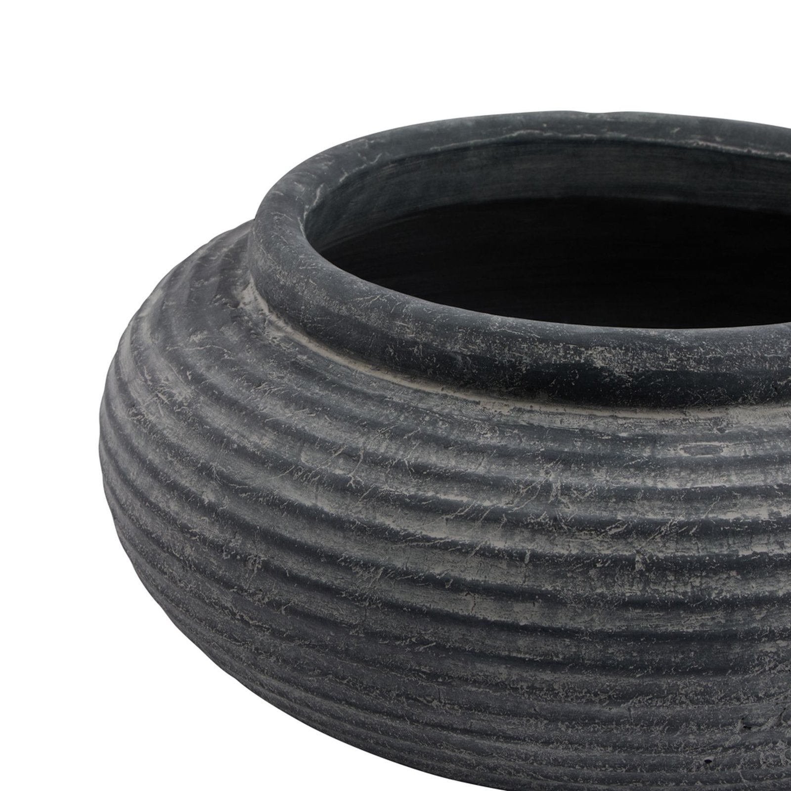 Grey Ribbed Ceramic Planter - Image 2