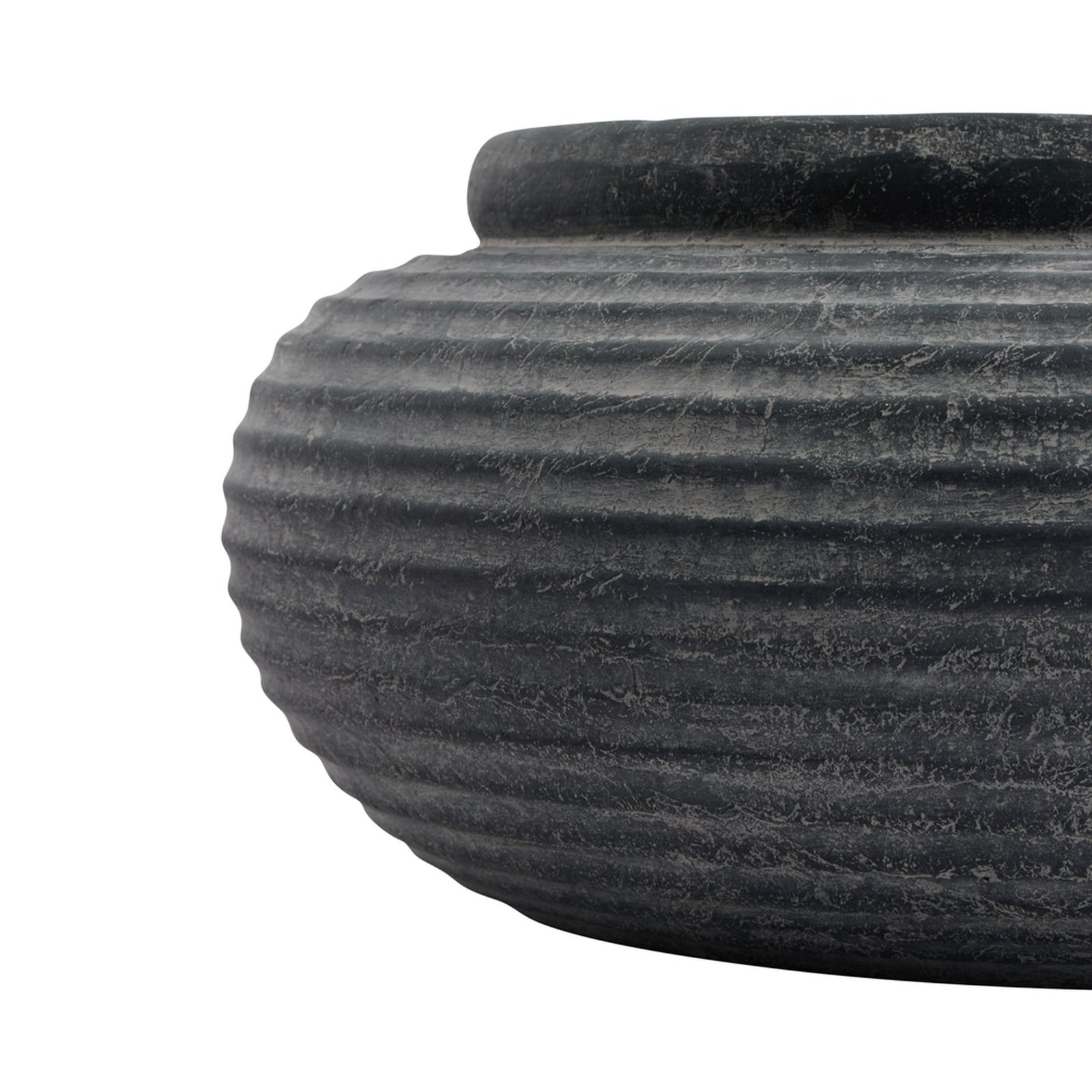Grey Ribbed Ceramic Planter - Image 3