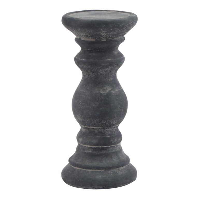 grey ceramic candle holder